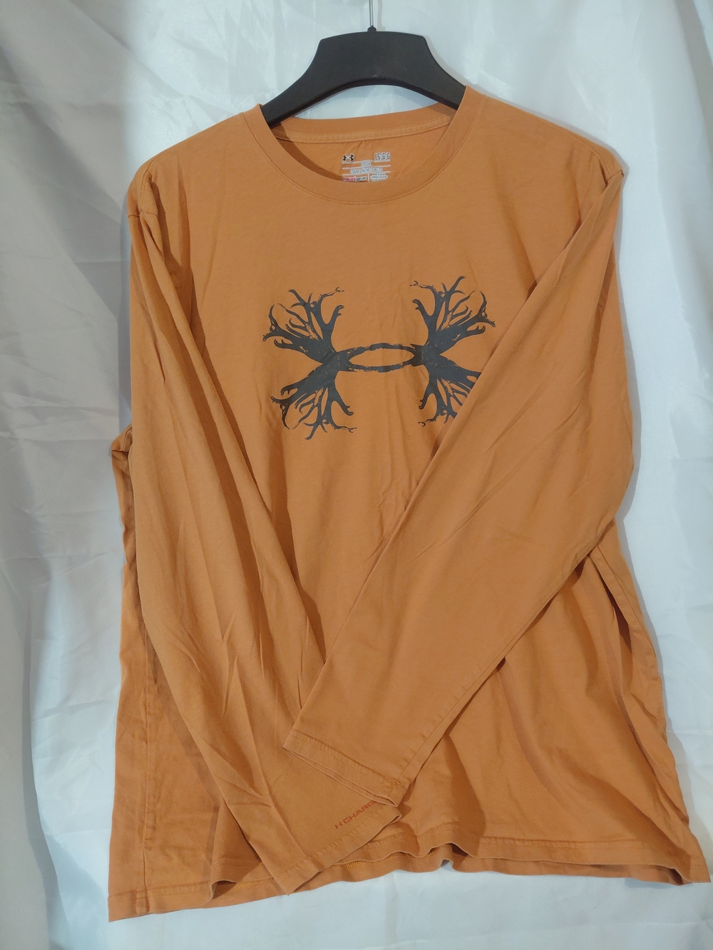 Under Armour Orange Long-Sleeve Tee with Dark Gray Tree Logo - Picture 3 of 9